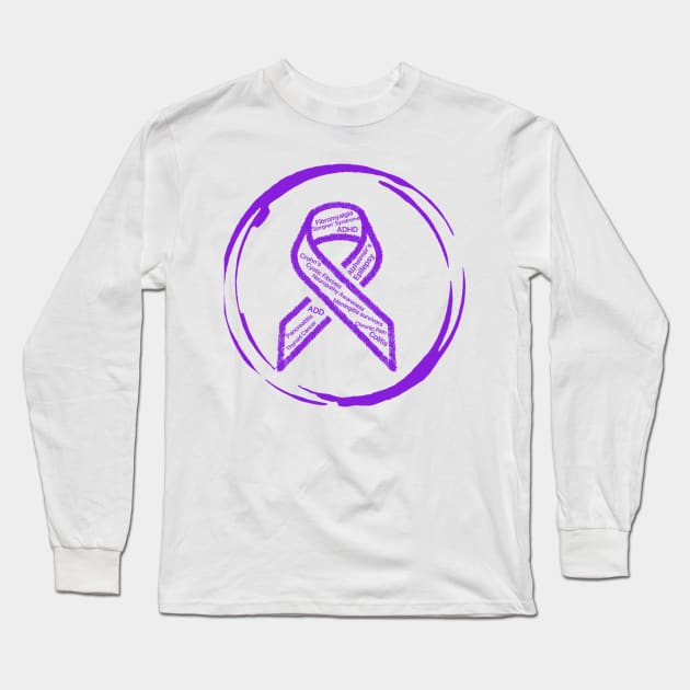 Purple Ribbon Awareness Long Sleeve T-Shirt by CaitlynConnor